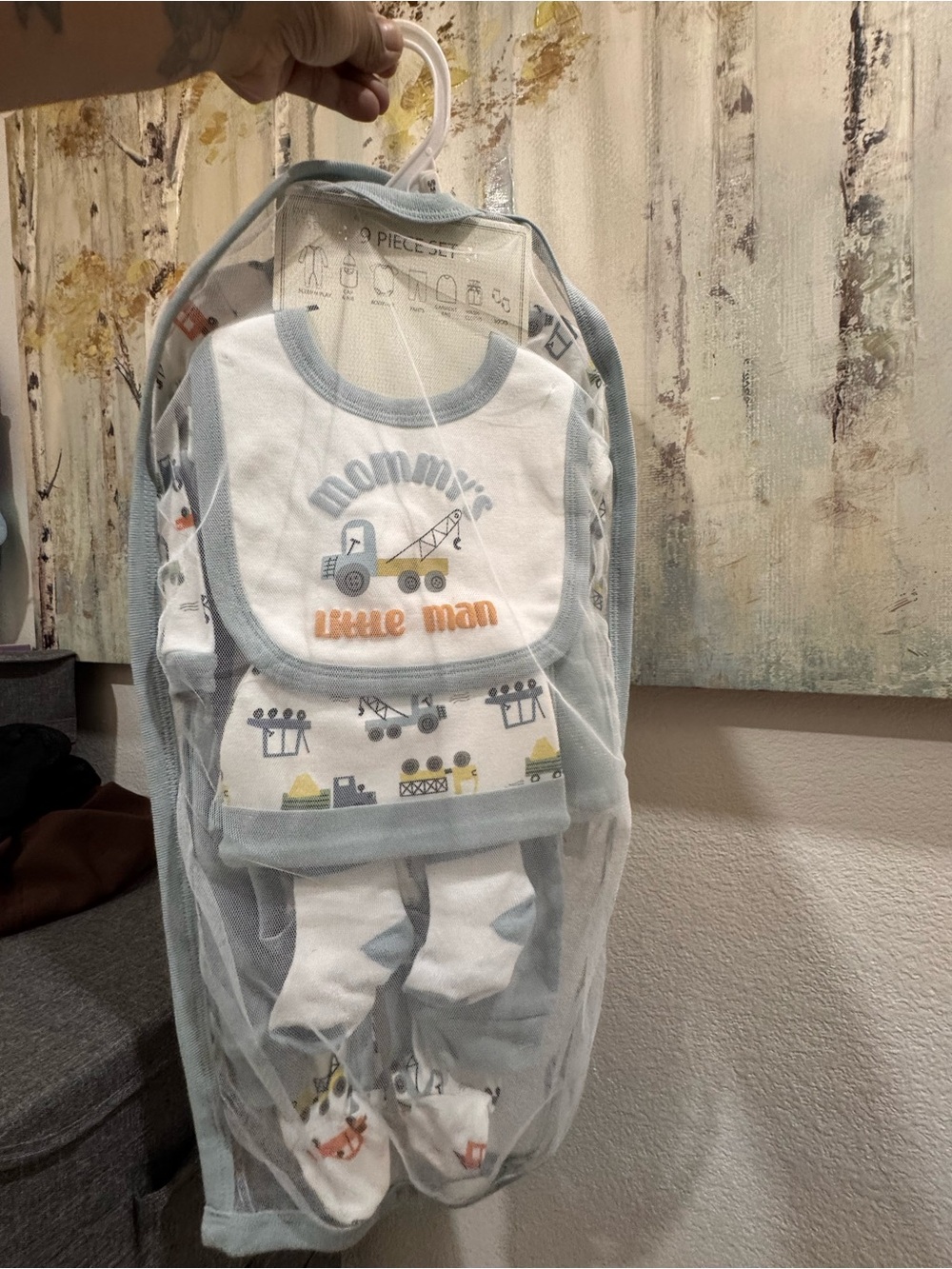 Soft Blue 'Little Man' Bib & Layette Set for Babies